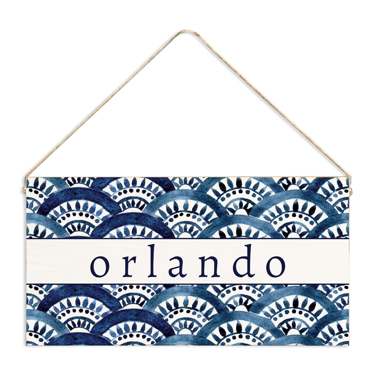 Boho Blue Fan Personalized Twine Sign