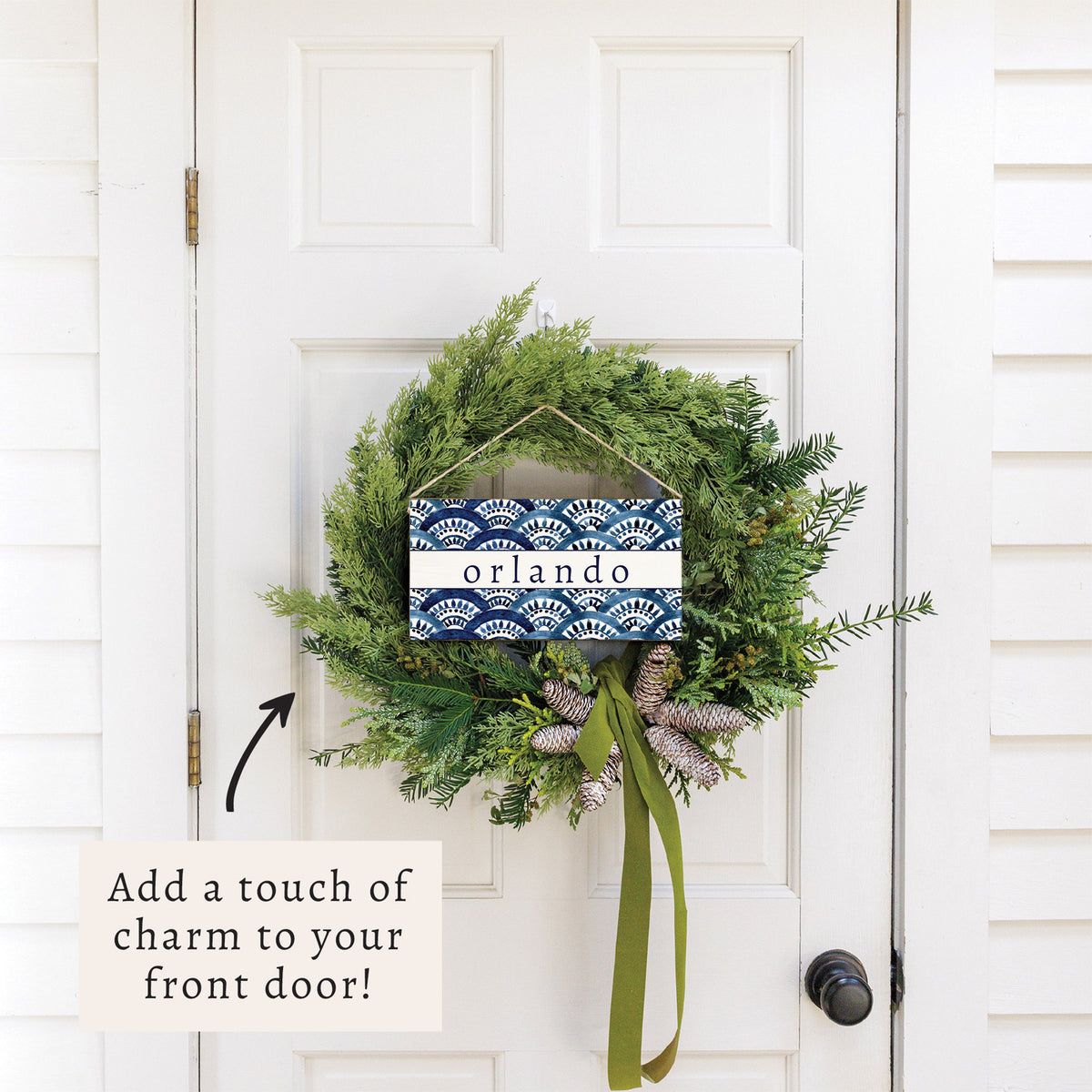 Boho Blue Fan Personalized Twine Sign