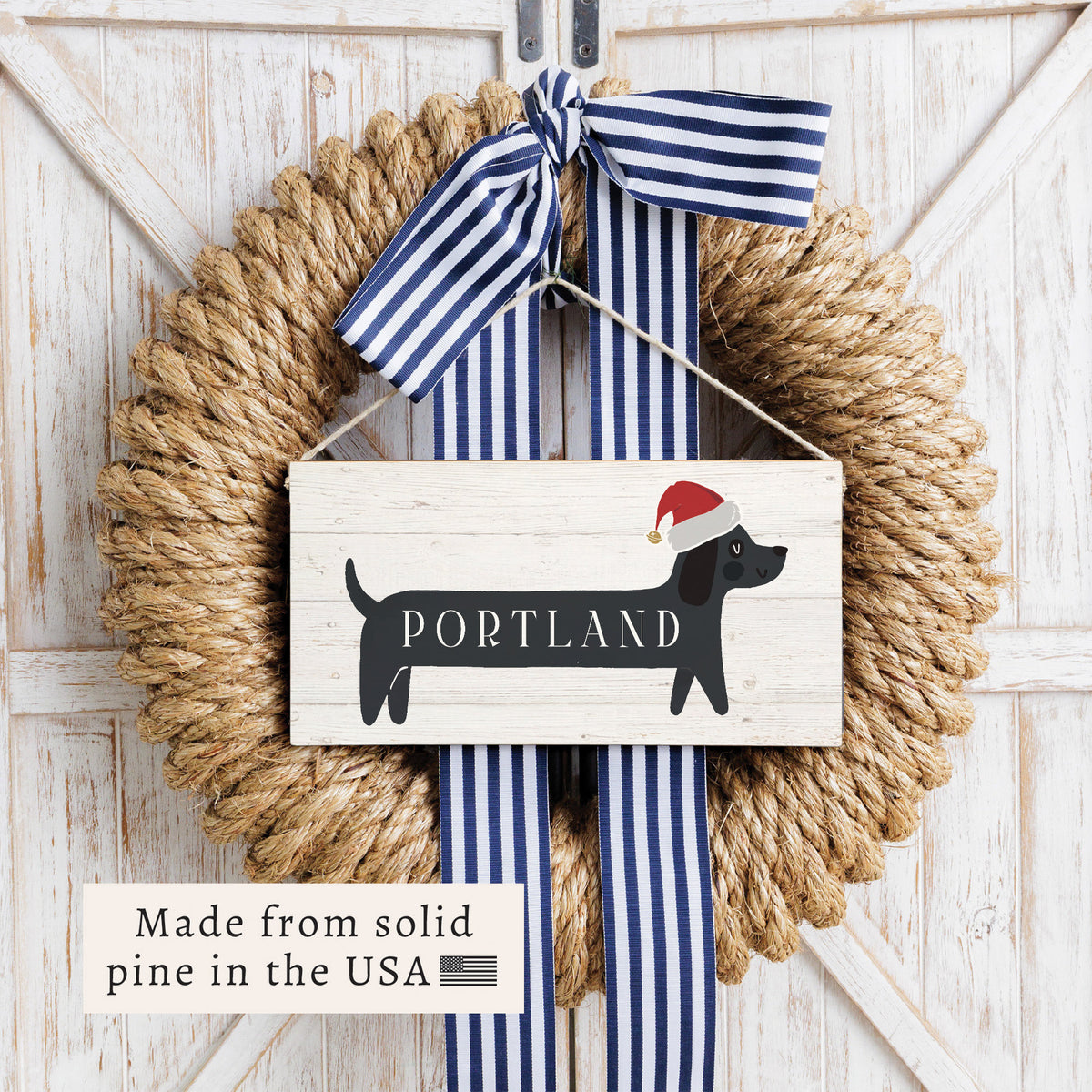 Holiday Dog Personalized Twine Sign