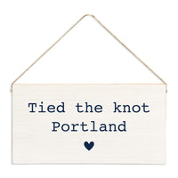 Tied The Knot Navy Blue Personalized Twine Sign