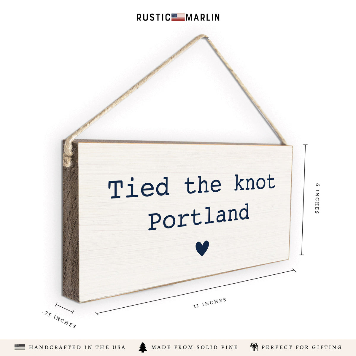 Tied The Knot Navy Blue Personalized Twine Sign