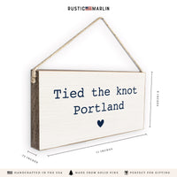 Tied The Knot Navy Blue Personalized Twine Sign