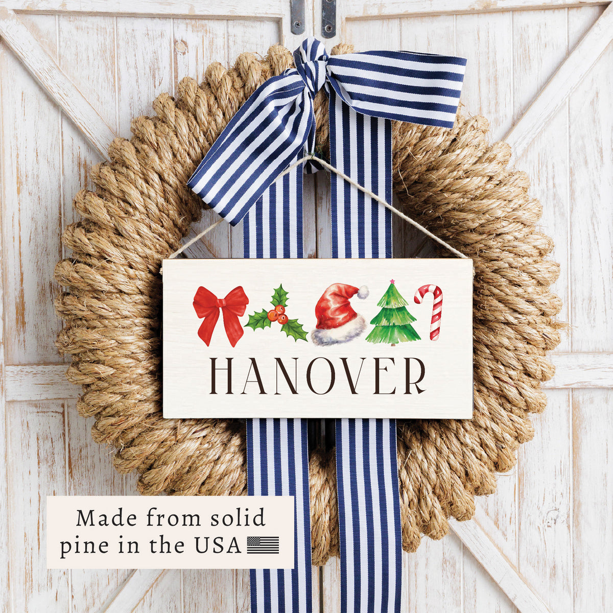 Christmas Icons Personalized Twine Sign