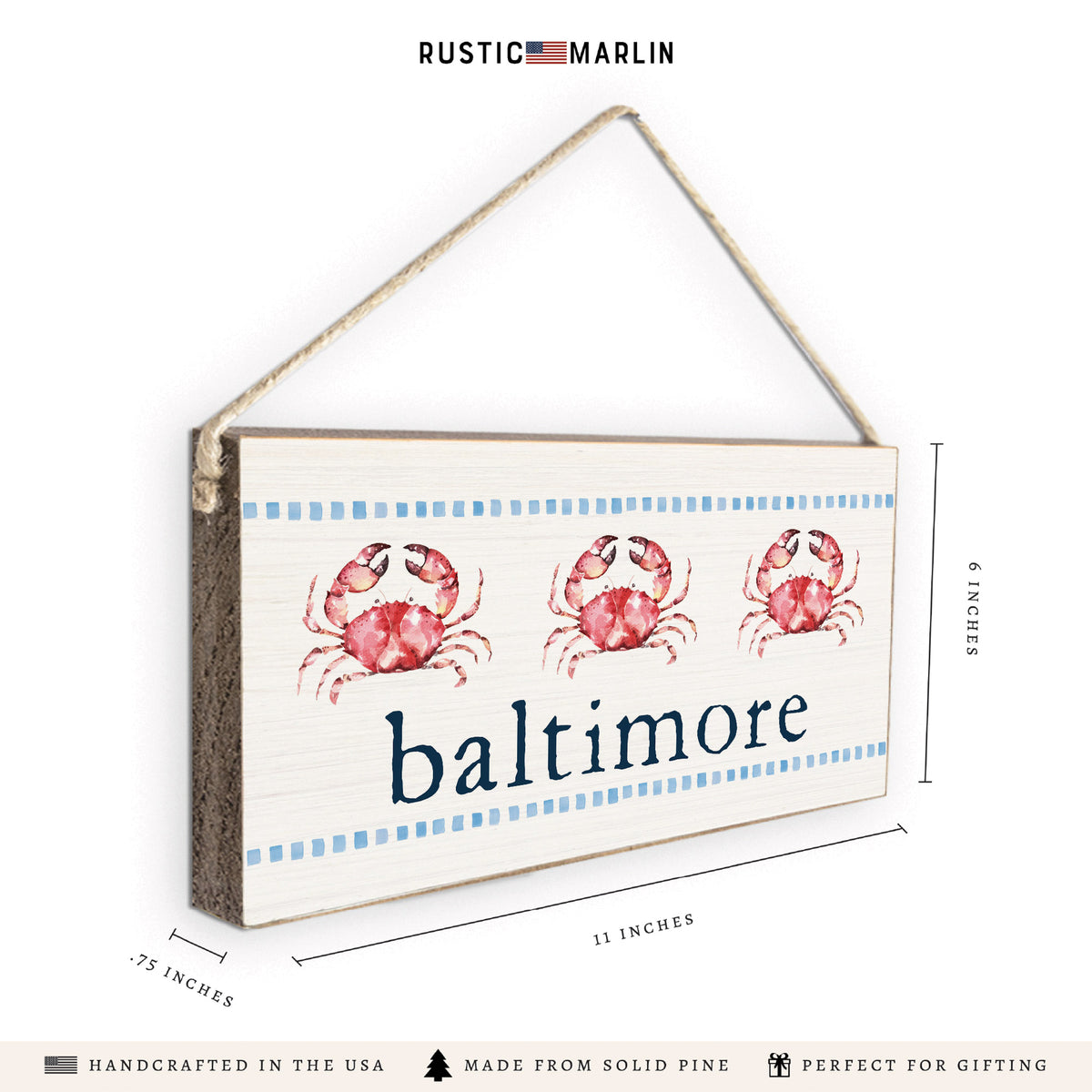 Stitched Crab Personalized Twine Sign