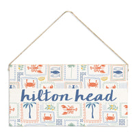 Seaside Tiles Personalized Twine Sign