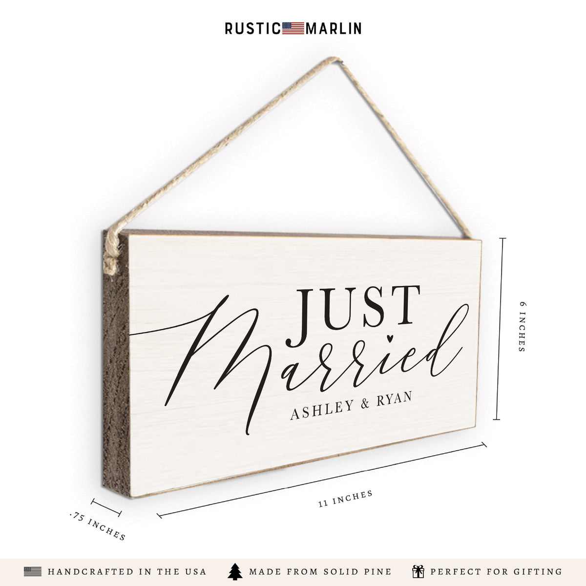 Just Married Personalized Twine Sign