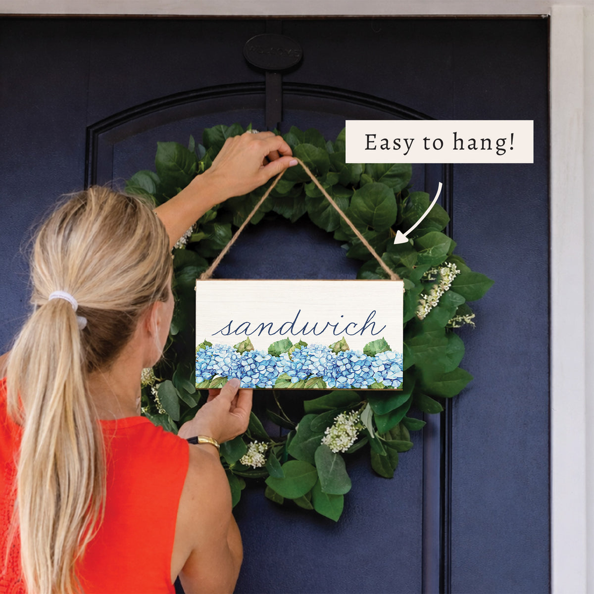 Hydrangea Bloom Personalized Twine Sign
