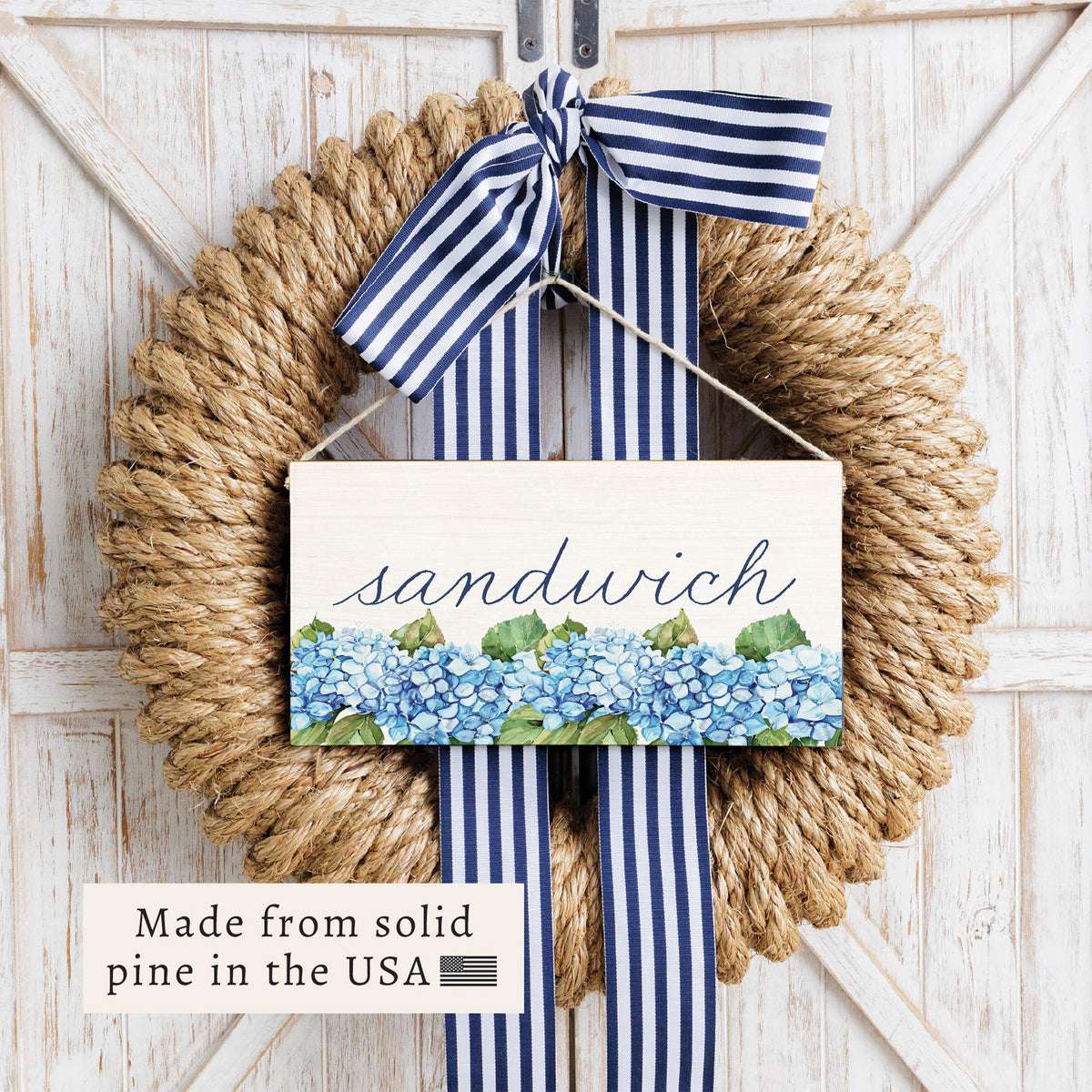 Hydrangea Bloom Personalized Twine Sign