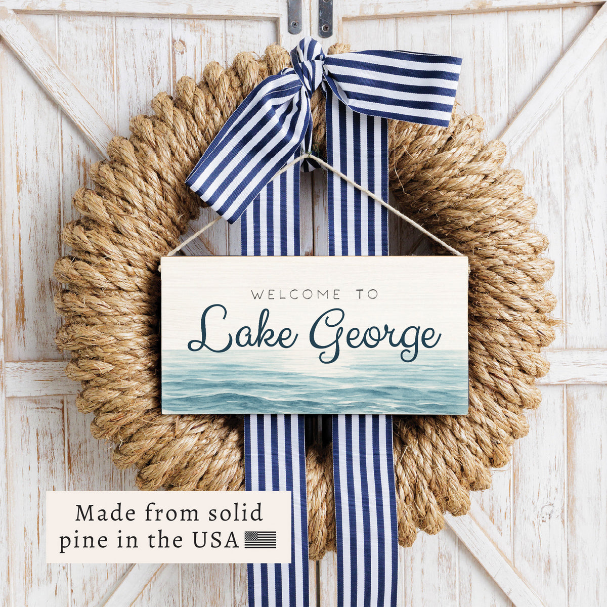 Waterscape Welcome Personalized Twine Sign