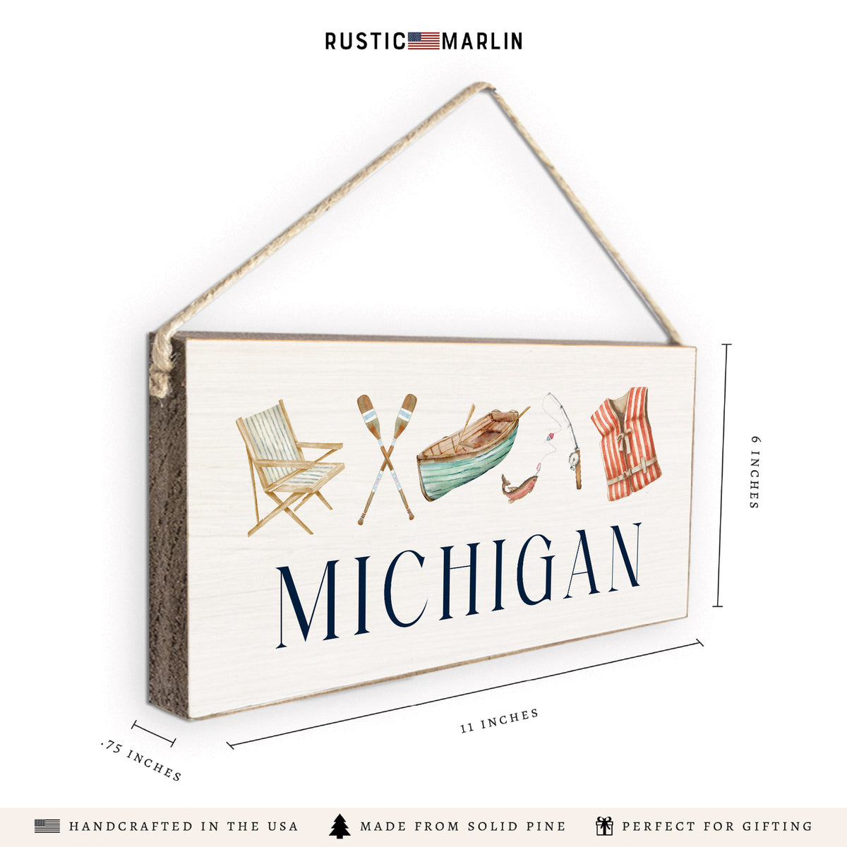 Lake Icons Personalized Twine Sign