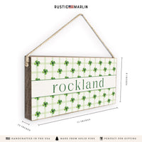 Shamrocks Gingham Personalized Twine Sign