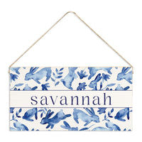 Bunnies Blue Personalized Twine Sign