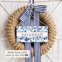 Bunnies Blue Personalized Twine Sign