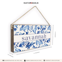 Bunnies Blue Personalized Twine Sign