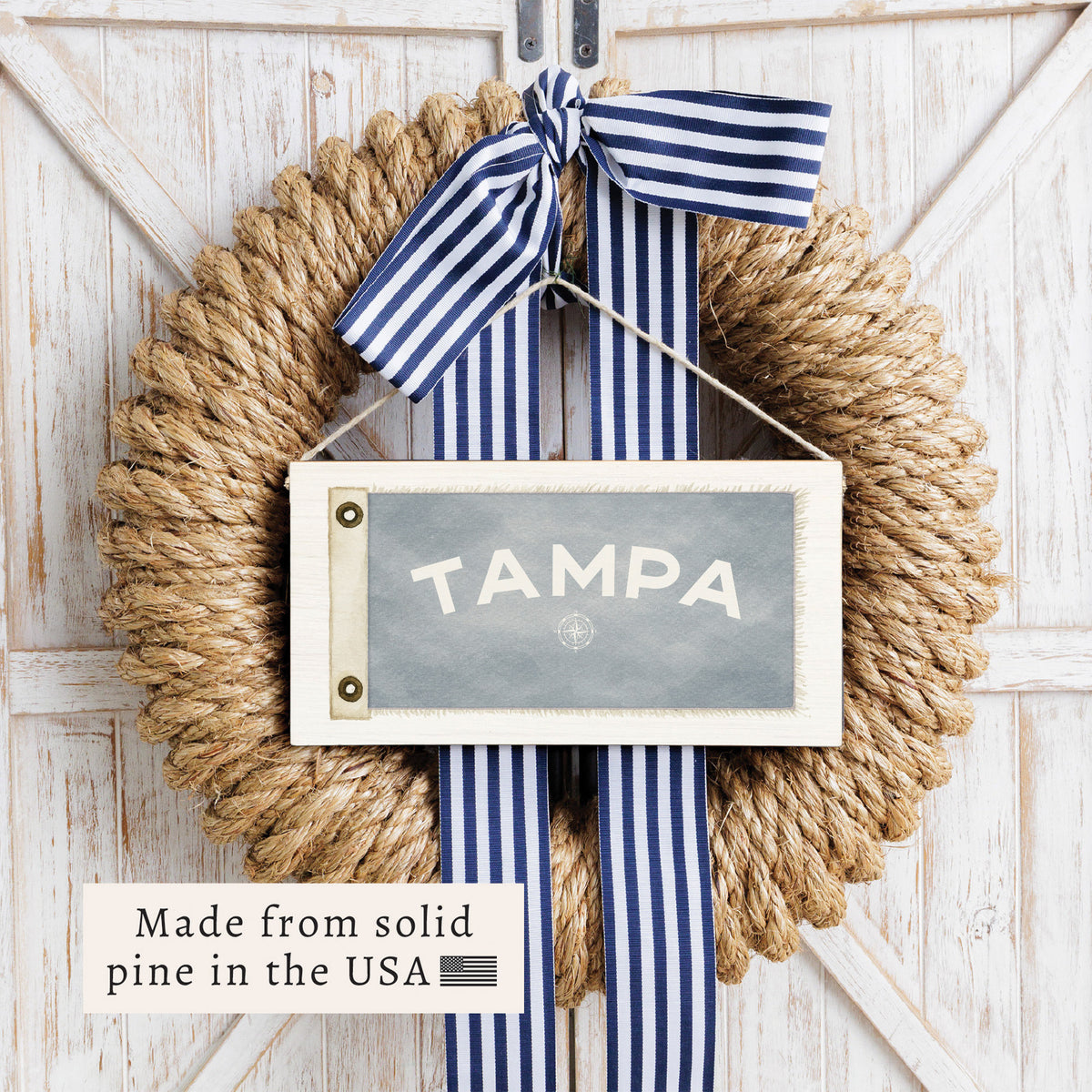 Vintage Flag Compass Personalized Twine Sign