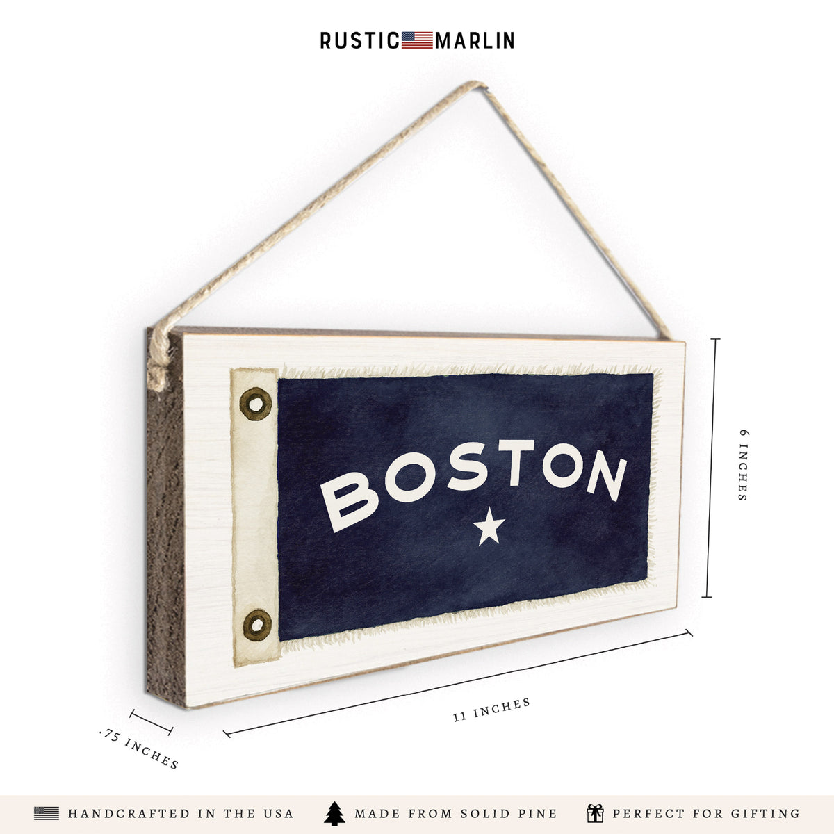 Vintage Flag Star Personalized Twine Sign