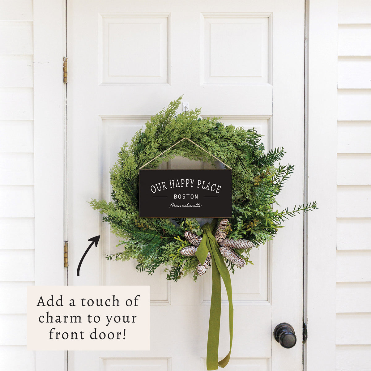 Our Happy Place Personalized Twine Sign