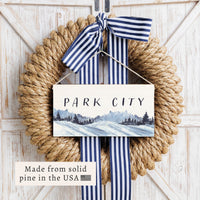 Snowy Mountains Personalized Twine Sign