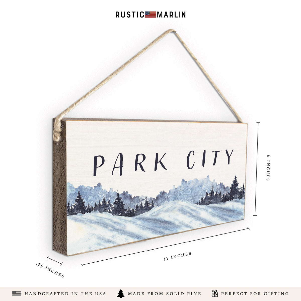 Snowy Mountains Personalized Twine Sign