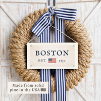 American Flag Est Personalized Twine Sign