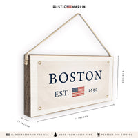 American Flag Est Personalized Twine Sign