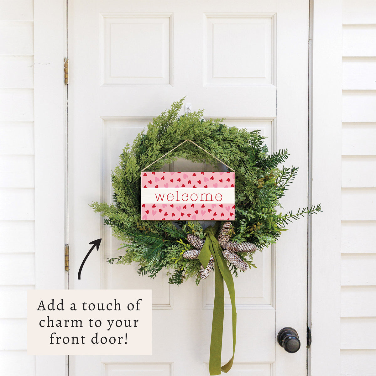 Valentine Hearts Welcome Twine Sign