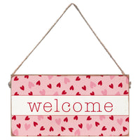 Valentine's Heart Welcome Twine Hanging Sign