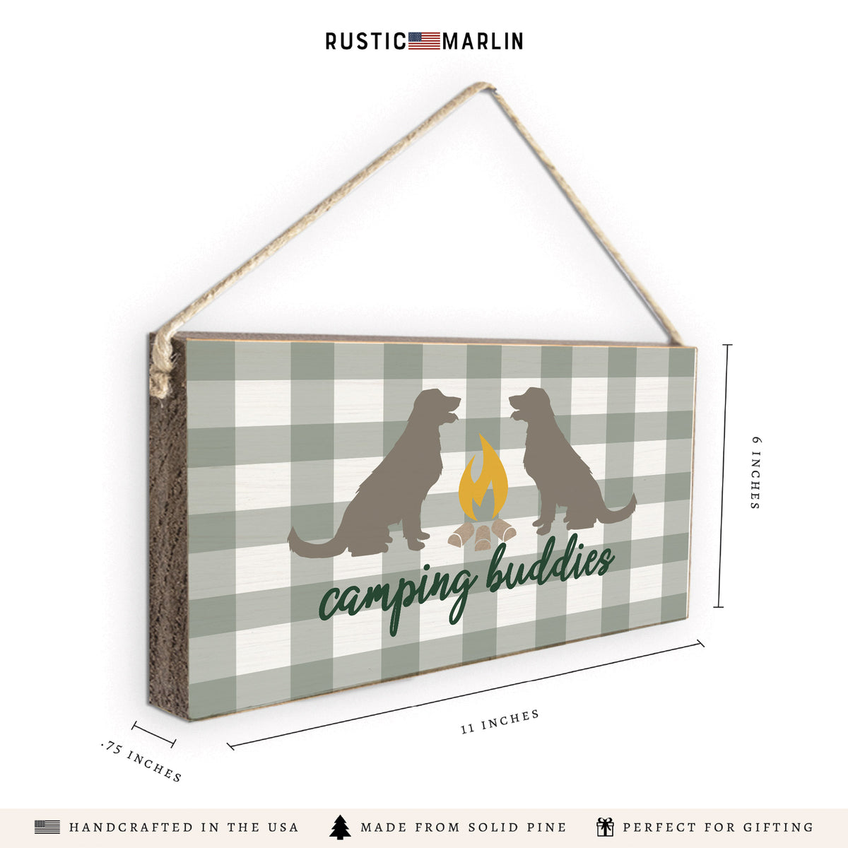 Camping Dog Buddies Twine Sign