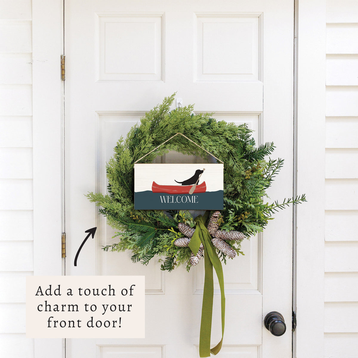 Dog Canoe Welcome Twine Sign