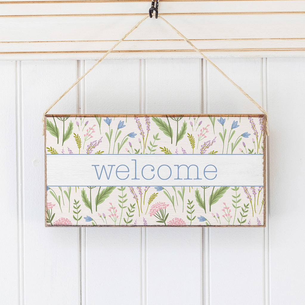 Spring Florals Welcome Twine Sign