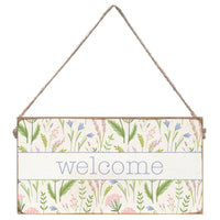 Spring Florals Welcome Twine Hanging Sign
