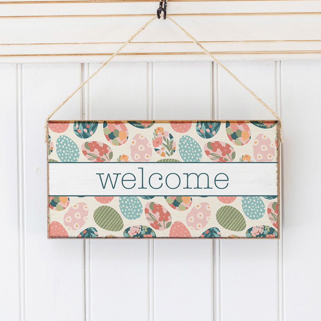 Colorful Easter Egg Welcome Twine Sign