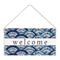 Boho Blue Fan Welcome Twine Sign