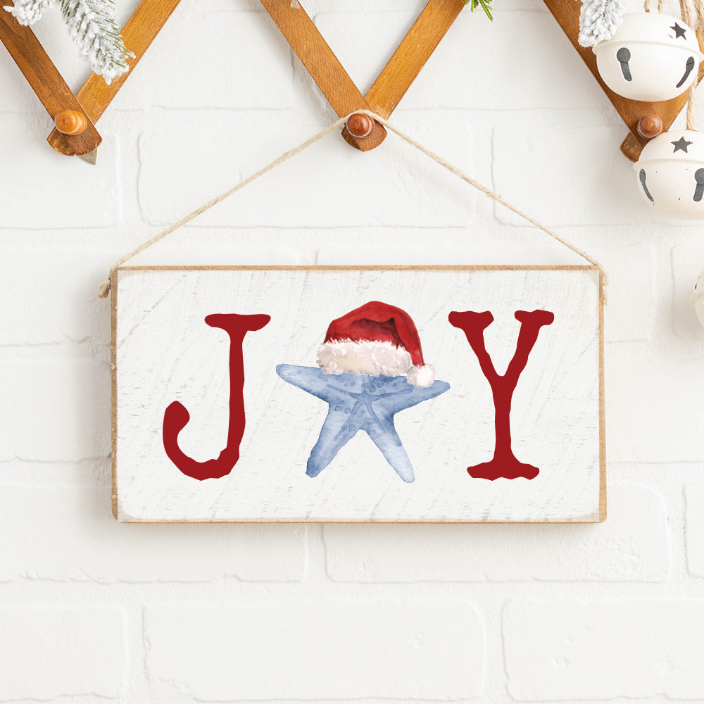 Joy Santa Starfish Twine Sign