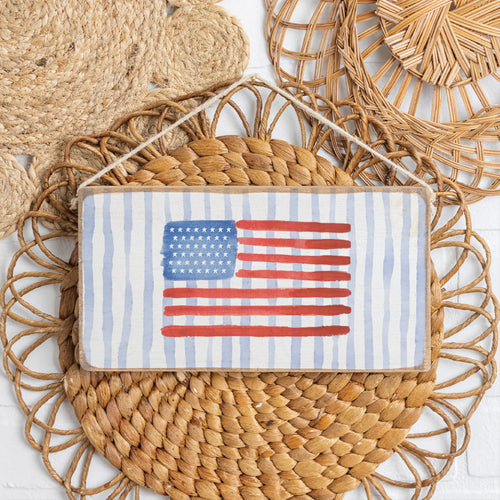 American Flag Watercolor Twine Sign