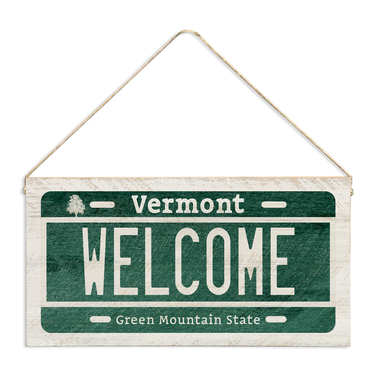 Vermont Welcome License Plate Twine Sign