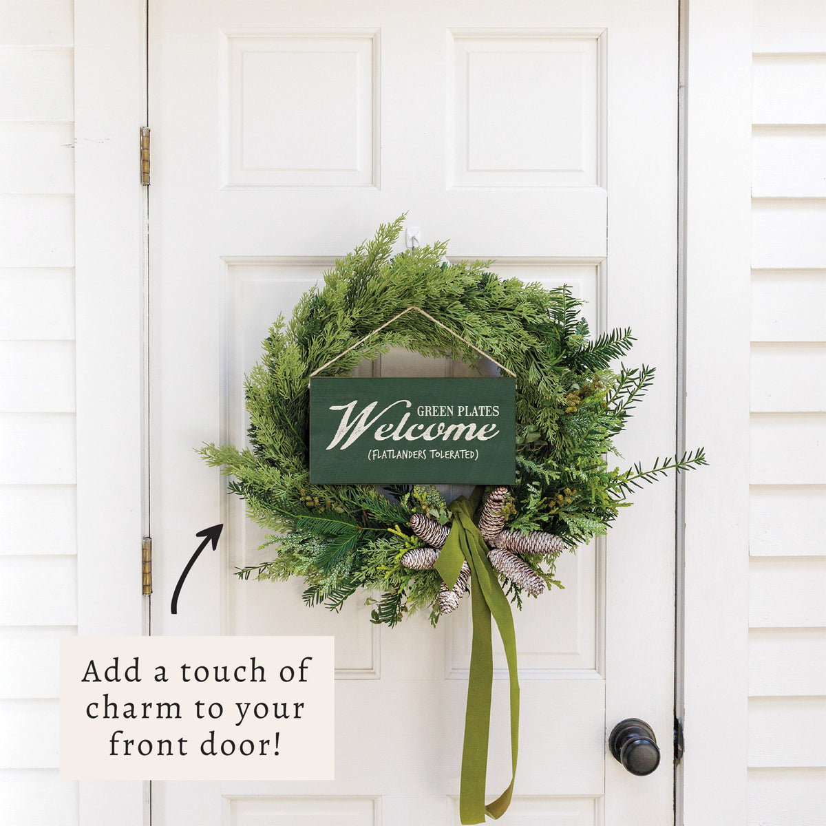 Vermont Green Plates Welcome Twine Sign