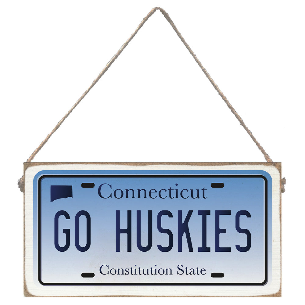 Connecticut Go Huskies License Plate Twine Sign