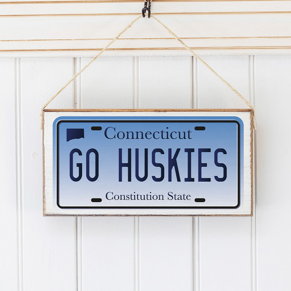 Connecticut Go Huskies License Plate Twine Sign