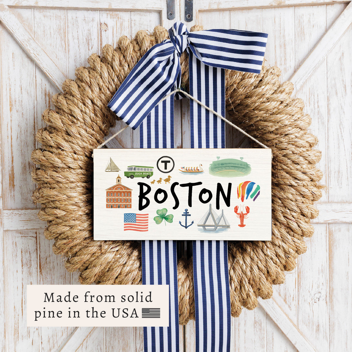 Boston Icons Twine Sign
