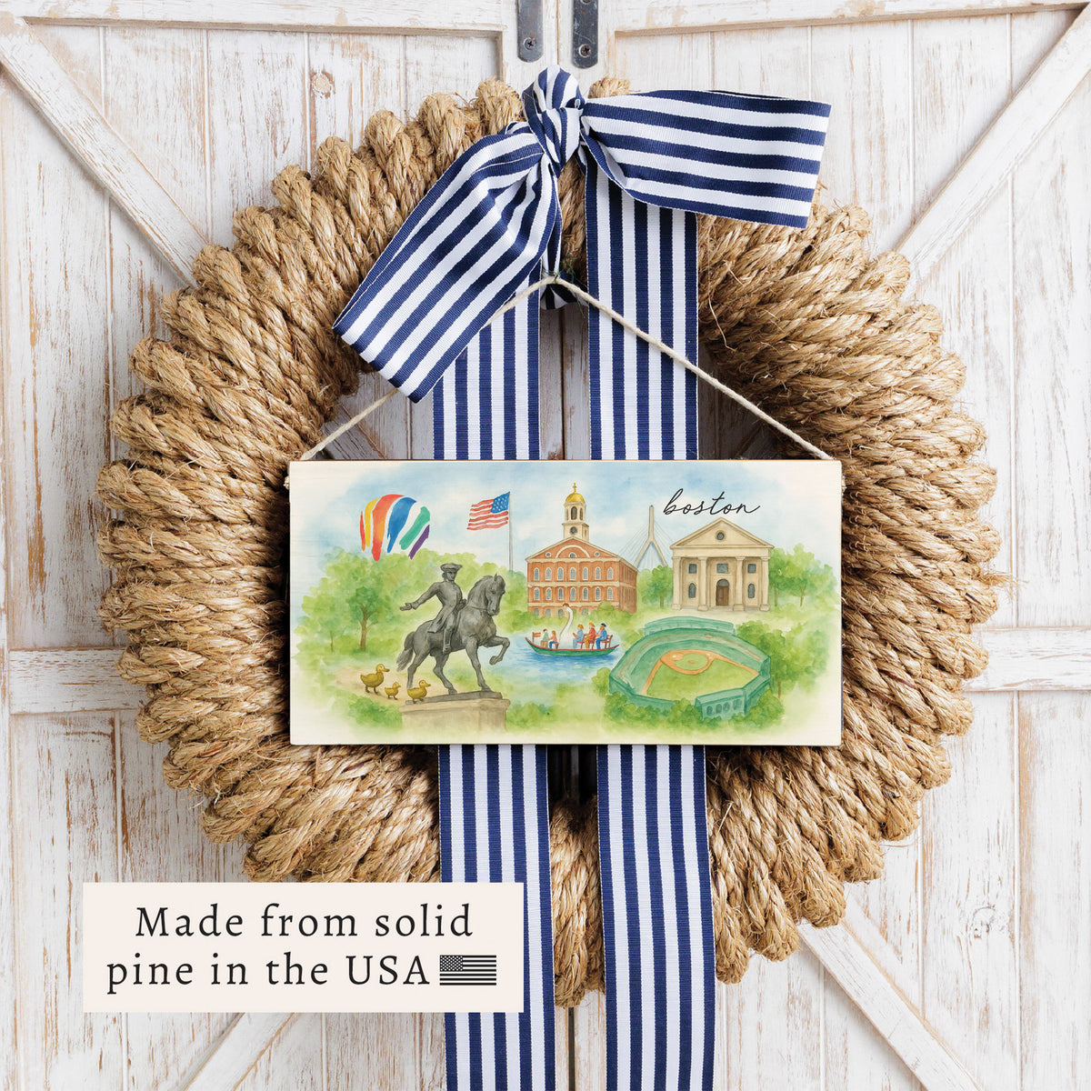 Boston Landmarks Twine Sign