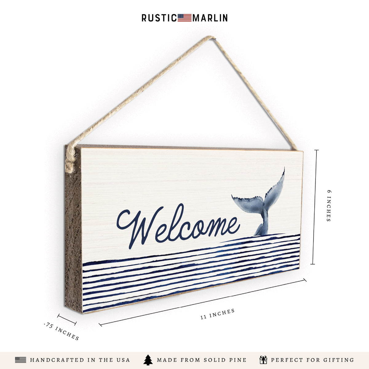 Whale Tail Welcome Twine Sign