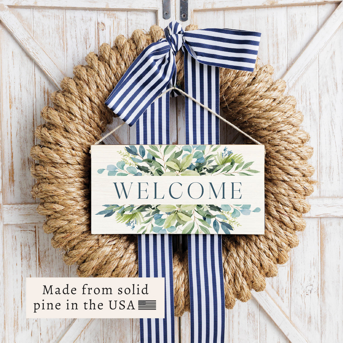 Greenery Welcome Twine Sign