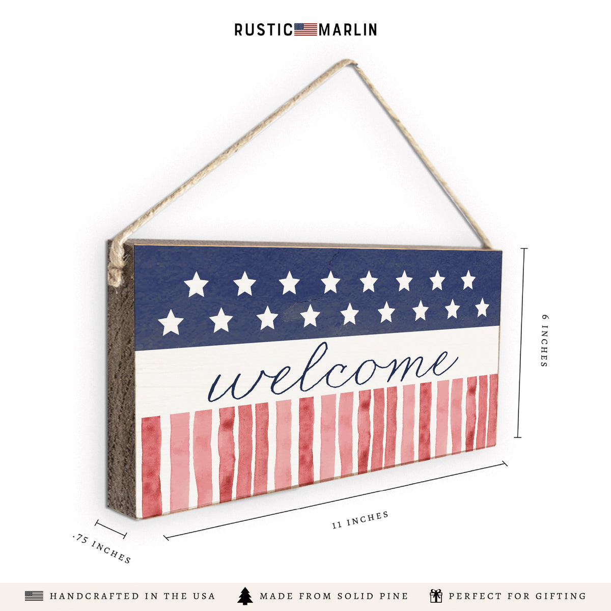 Star Spangled Welcome Twine Sign