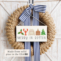 Merry In Boston Icons Twine Sign