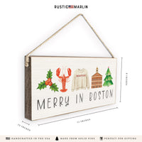 Merry In Boston Icons Twine Sign