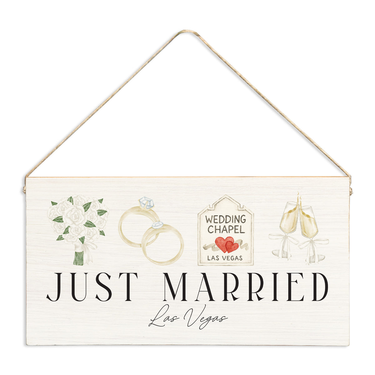 Las Vegas Just Married Icons Twine Sign