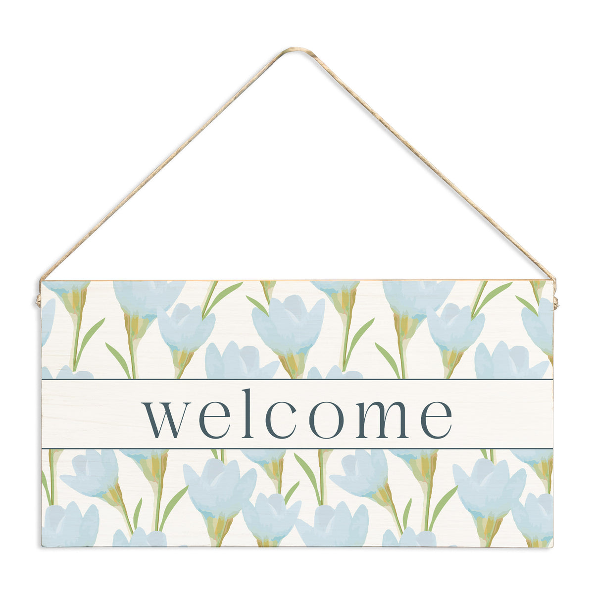 Blue Blossom Welcome Twine Sign