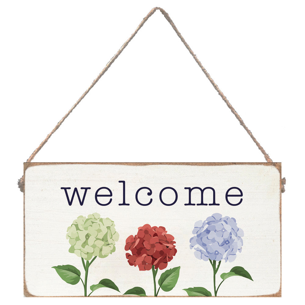 Welcome Patriotic Hydrangea Twine Sign