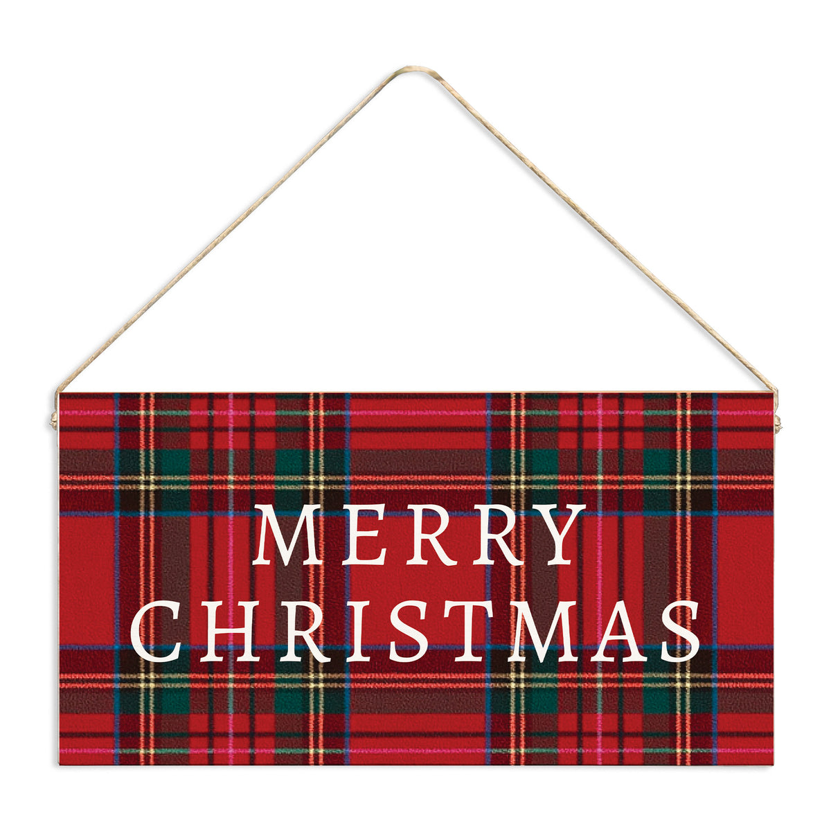 Classic Tartan Merry Christmas Twine Sign